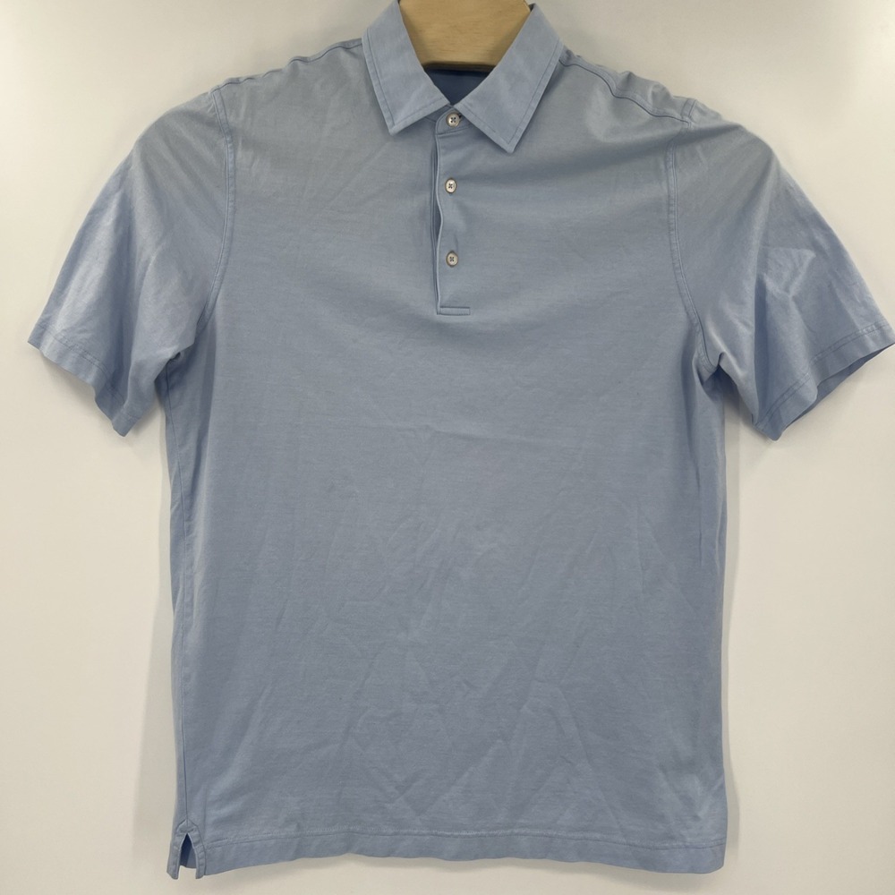 Bobby Jones Polo Shirt Mens L Blue White Cotton Short Sleeve Golf